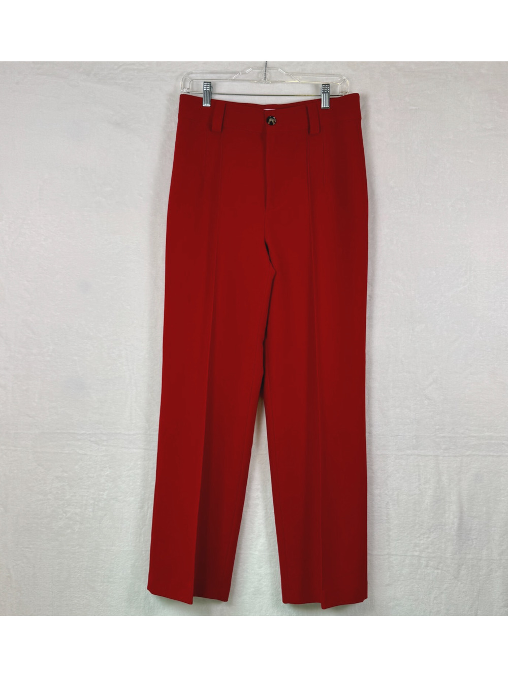 ZARA WOMENS HIGH WAISTED STRAIGHT CUT PANTS RED COLOR SIZE M